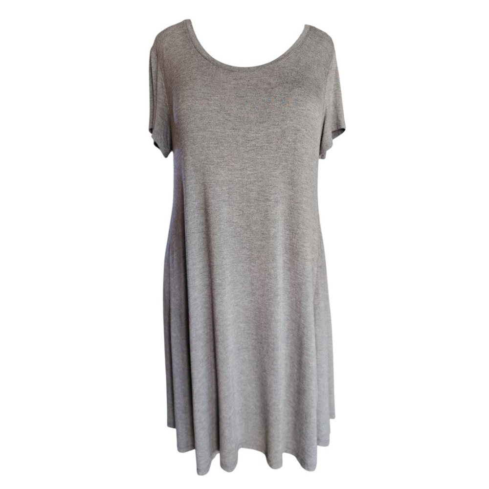 Style & Co Essential Swing Dress Mid Heather Grey Large NWT Scoop Neck Stretch - Picture 3 of 10